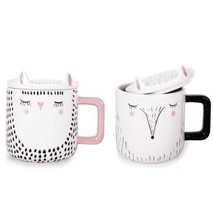 德国直邮 Ferretti狐狸小鸟创意带盖马克杯陶瓷 正品 西班牙Helio