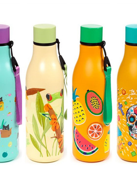 正品英国Puckator不锈钢真空保温杯骷髅水果图案500ml 德国直邮