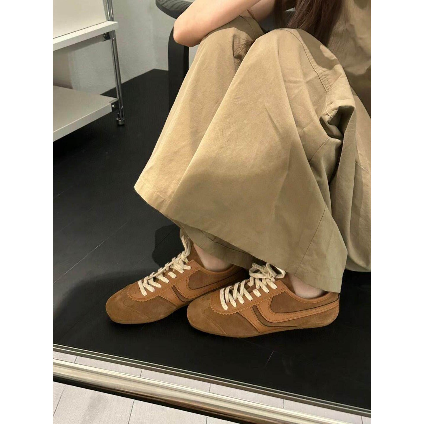 [明星同款]2026新款秋冬真皮阿甘鞋休闲百搭运动鞋复古系带小众低