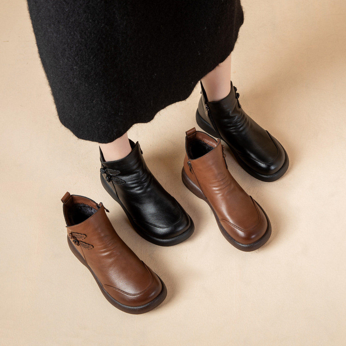 [明星同款]真皮软底加绒加厚棉鞋女款妈妈鞋中老年不累脚保暖靴新,女鞋,时装靴,淘宝优惠券,粉丝福利购,淘宝优惠卷