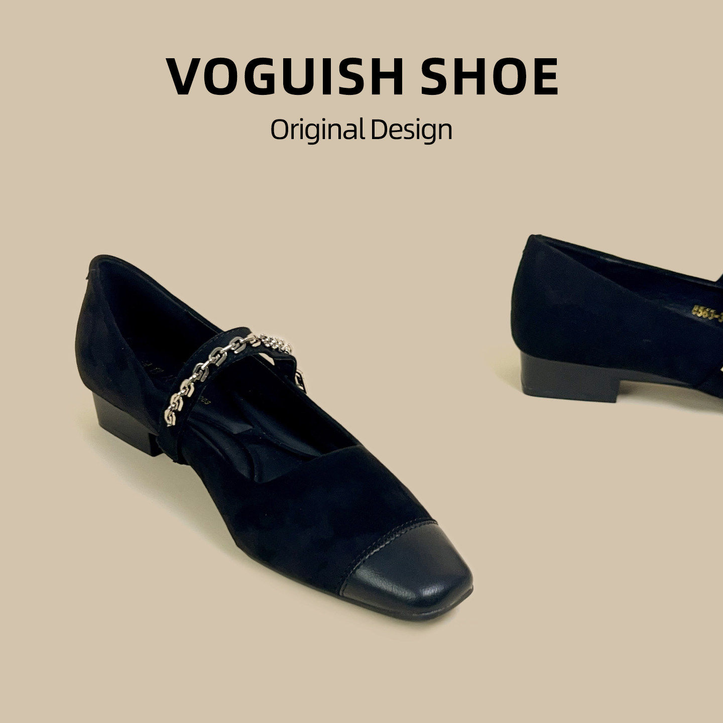 [明星同款]2025新款法式粗跟方头玛丽珍女鞋链条百搭复古浅口单鞋,女鞋,浅口单鞋,淘宝优惠券,粉丝福利购,淘宝优惠卷