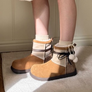 [明星同款]苏芮芮2025冬季新款休闲复古雪地靴女加绒保暖棉鞋厚底