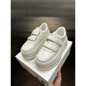 [明星同款]薇玖芭真皮魔术贴松糕摇摇小白鞋女2026新款春洋派百搭