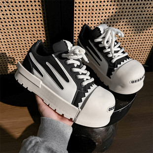 [明星同款]潮牌米奇大头板鞋男女小众设计感厚底增高情侣休闲丑萌