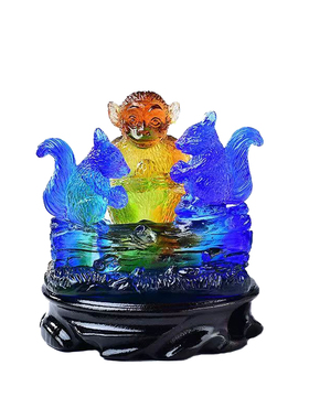 2026属龙吉祥物鼠猴喜合琉璃摆件