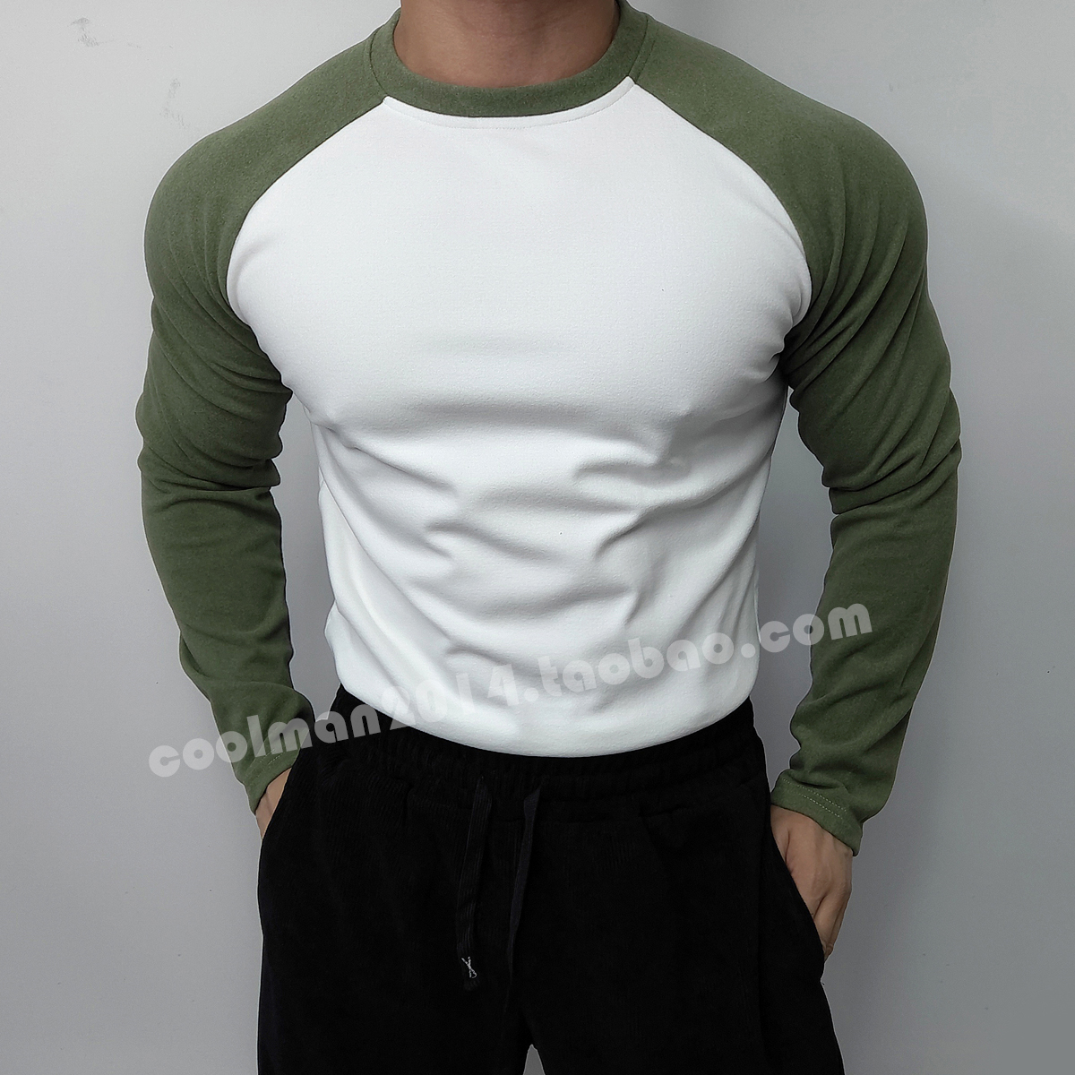 男德绒长袖T恤圆领运动健身打底