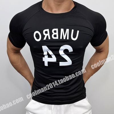 运动紧身半截男士健身短袖速干