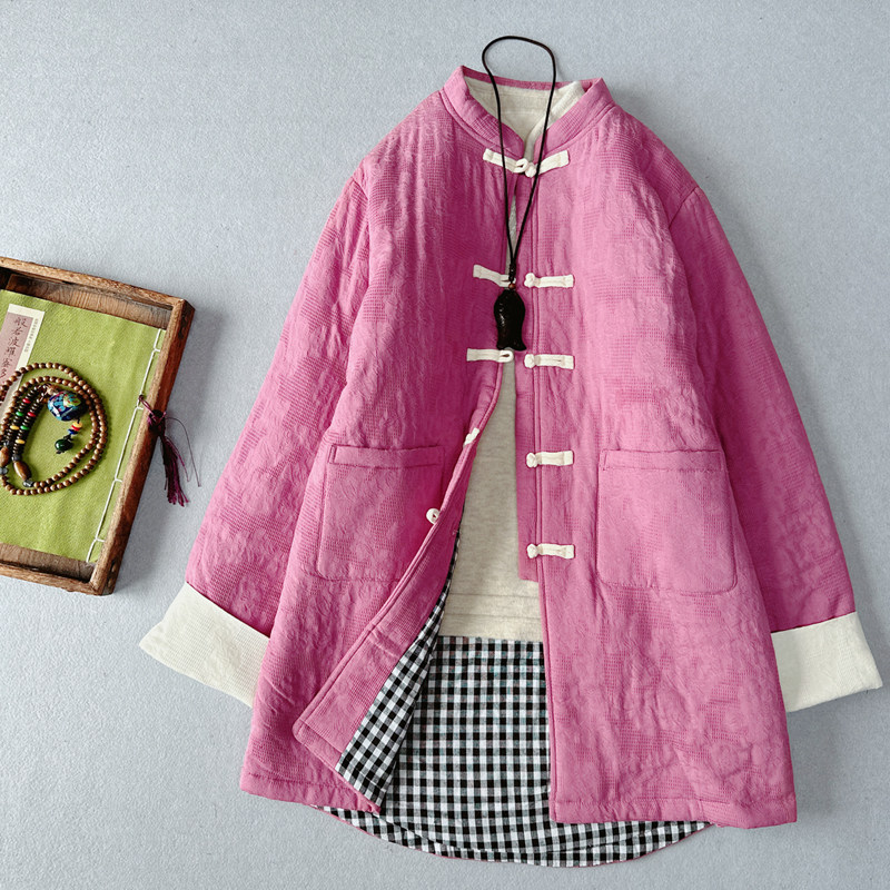 新中式国风棉麻提花手工盘扣复古夹棉棉服棉衣中长款棉袄冬季加厚,女装/女士精品,棉衣/棉服,淘宝优惠券,粉丝福利购,淘宝优惠卷