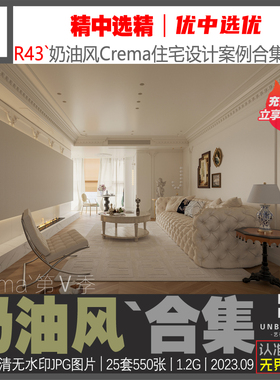 R43新精选Crema奶油风格大平层住宅公寓设计案例高清图集素材资料