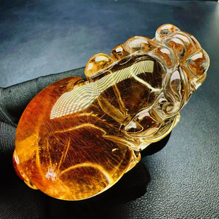 红发晶芙蓉石粉晶黄晶貔貅摆件招财旺财聚财原石貔貅客厅家居摆件