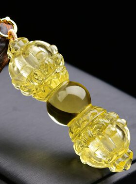 天然白水晶黄水晶金刚杵吊坠配饰平安护身降魔杵法器项链挂坠男女