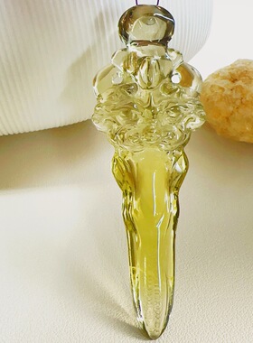 5A级天然黄水晶智慧剑吊坠雕工精致晶体干净文殊宝剑挂件送鉴定书