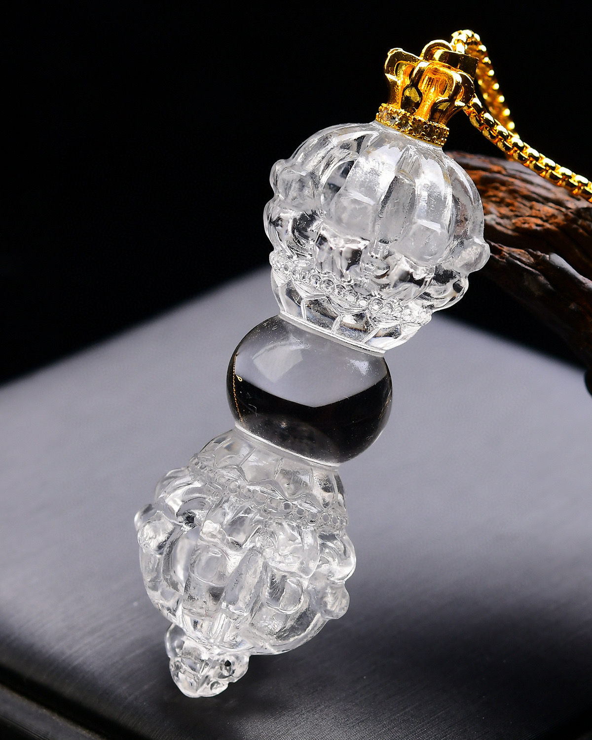 天然白水晶九股金刚杵吊坠原石无优化降魔杵藏式法器项链挂件