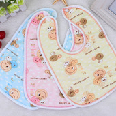 纯棉宝宝围嘴天鹅绒按扣婴儿围兜新生儿双层防水口水巾 包邮