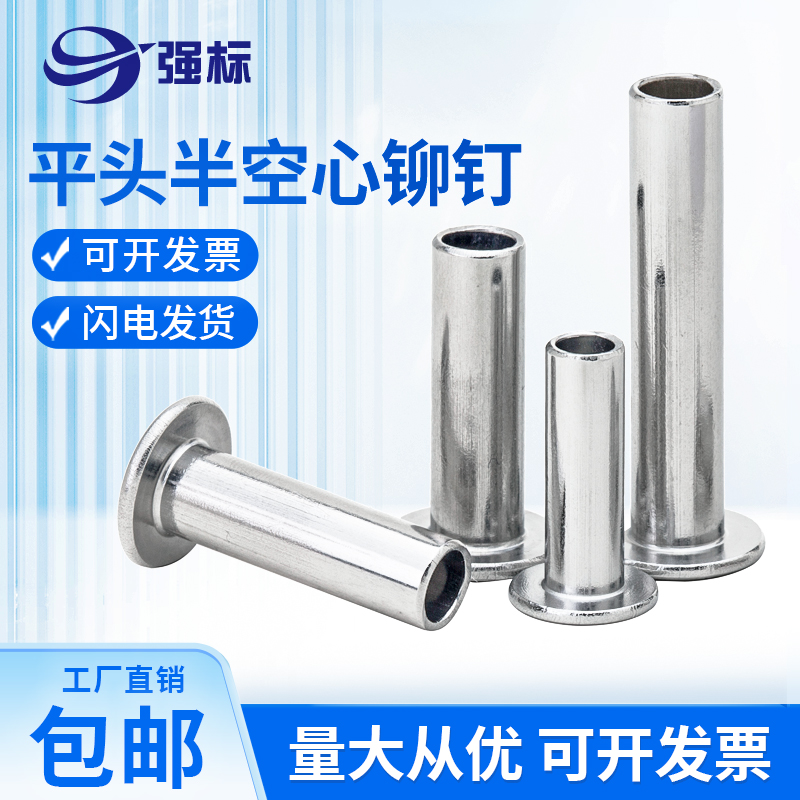 304不锈钢GB875平头半空心铆钉