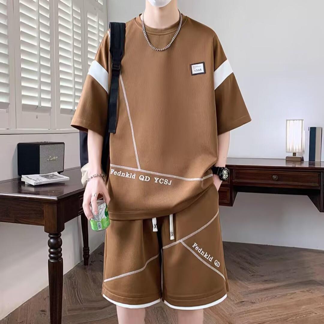 运动服套装男夏季短袖T恤篮球衣休闲短裤两件套韩版潮流2026新款