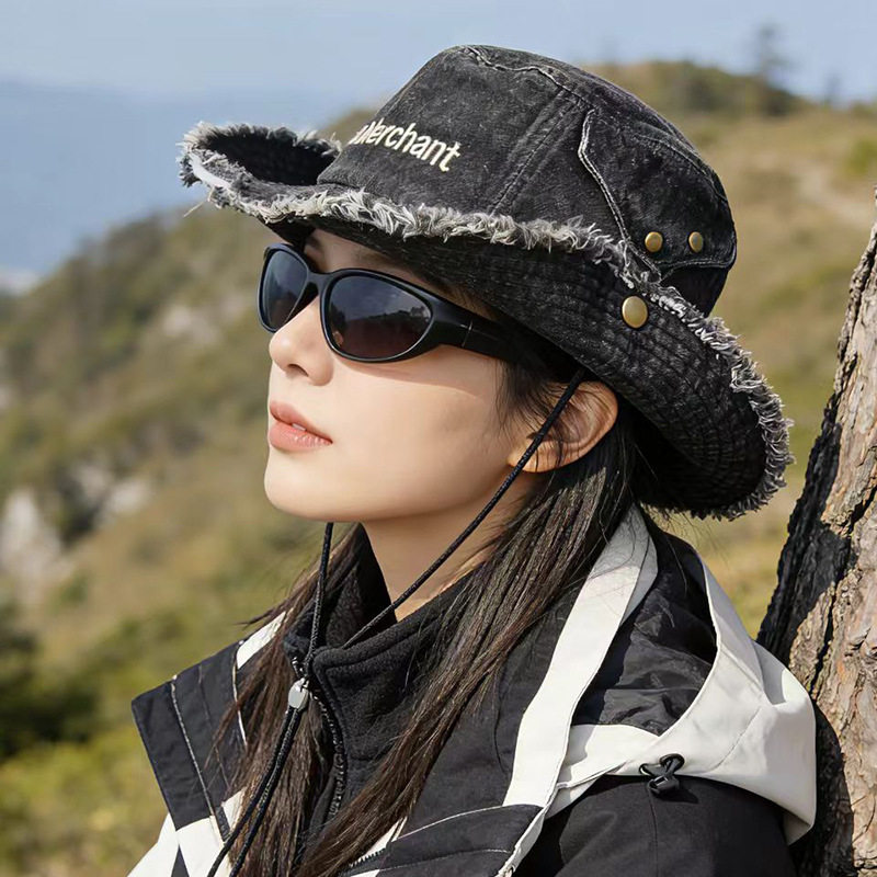 2026新款字母毛边牛仔登山帽子女春夏季出游遮阳防晒帽宽檐渔夫帽,服饰配件/皮带/帽子/围巾,防晒帽,淘宝优惠券,粉丝福利购,淘宝优惠卷