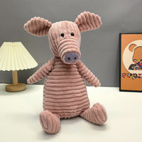 Cute girl plush toy, corduroy little pig doll, striped Ruth fox soothing doll gift thumbnail 2