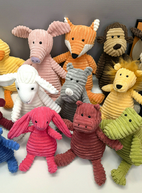 毛绒玩具女生可爱萌灯芯绒小猪娃娃公仔条纹露思狐狸安抚玩偶礼物
