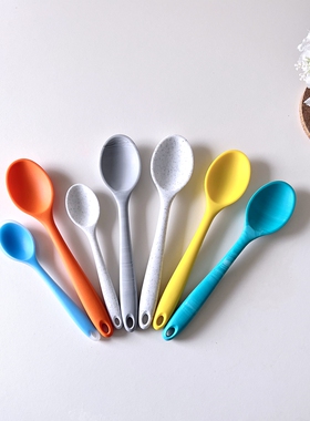 出口欧美 小号全包长柄硅胶汤勺子 沙拉沙律汤匙 耐220℃高温