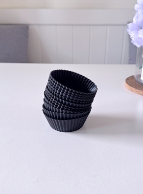 出口美国 黑色马芬杯硅胶蛋糕模具12个套装 光波炉微波炉烤箱模具