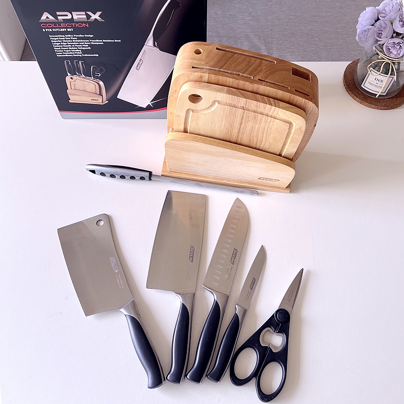 出口 菜刀8件套家用厨房刀具不锈钢斩切砍骨切片切肉刀套装