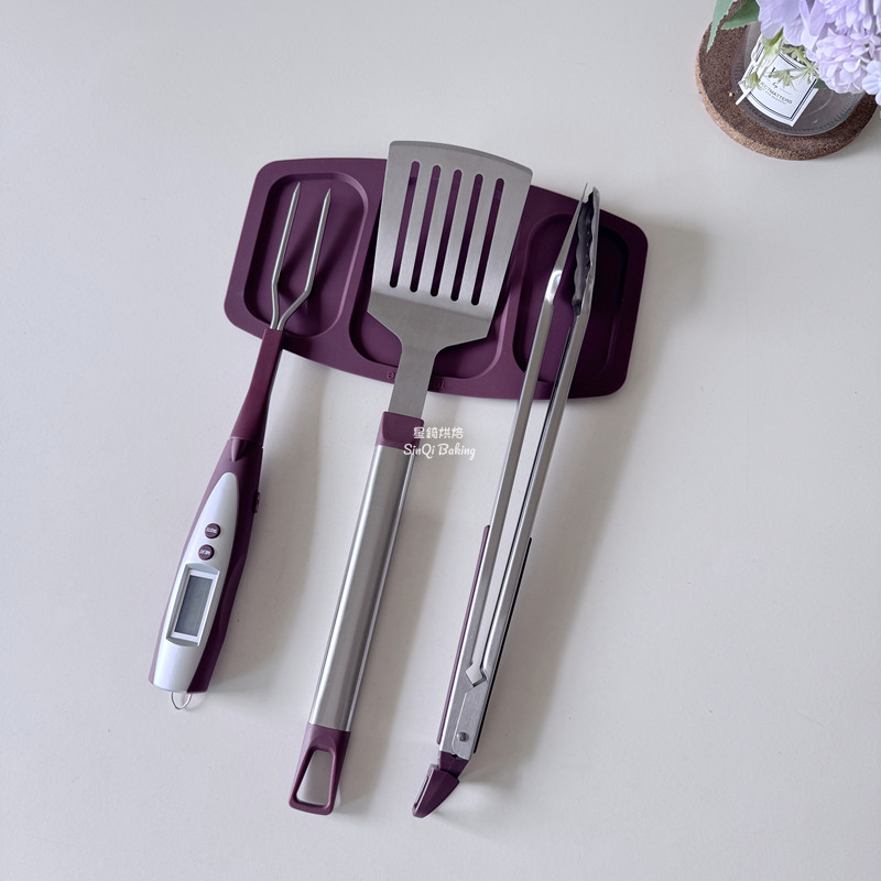 烧烤工具三件套大漏铲烧烤夹子食品夹牛排温度计套装加长加大