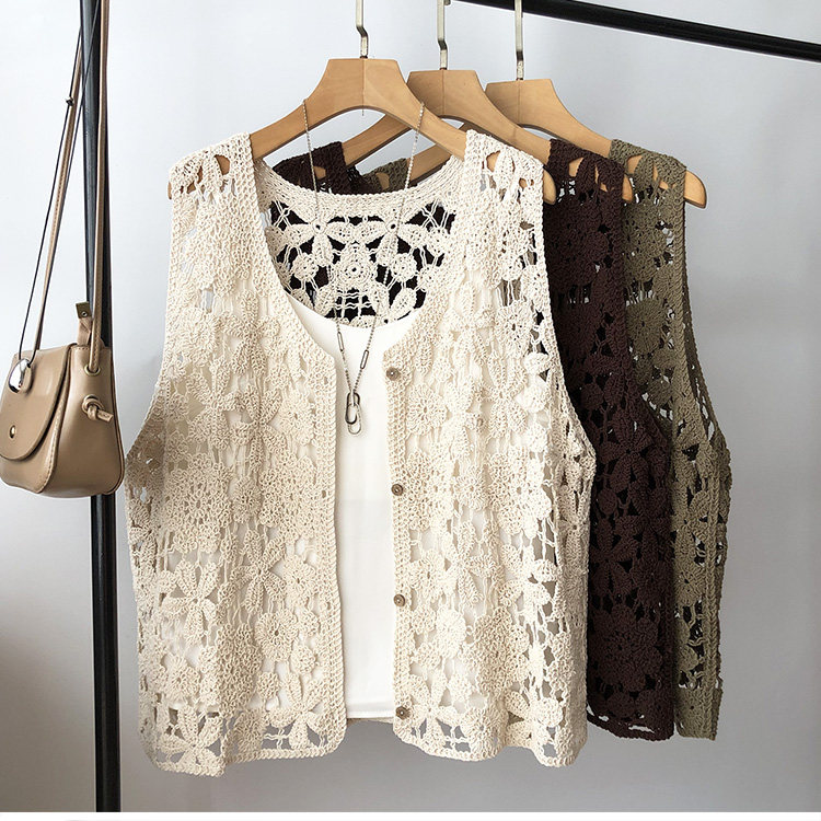 2026春夏钩花镂空针织背心女薄款外套新款棉线马甲开衫罩衫外搭潮