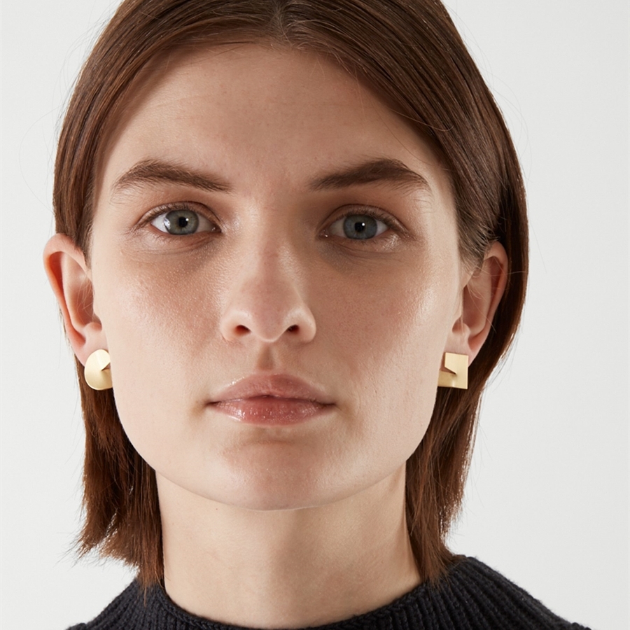 pdo金色哑光磨砂拉丝极简耳环