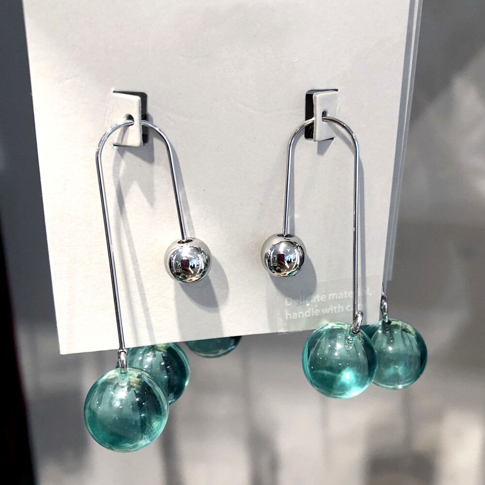 玻璃轻奢小众薄荷绿耳环