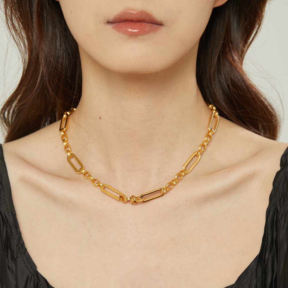 钢女极简百搭锁骨项链