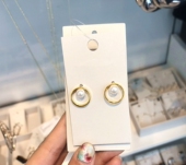 PDO 金色珍珠圆圈小巧COS风格 925银针冷淡风复古优雅百搭极简耳环