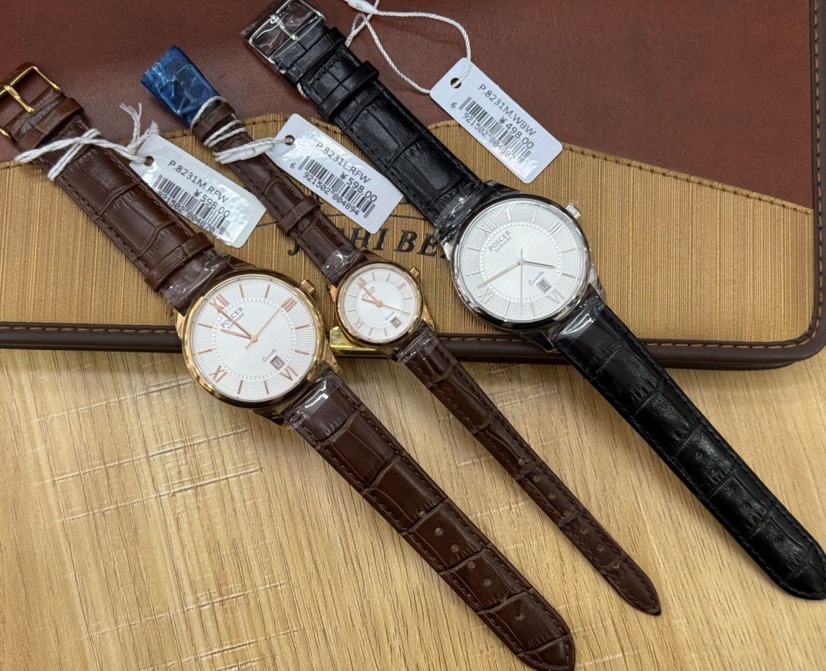 正品poscer宝时捷手表皮带时尚女表男表情侣石英表防水保时捷8231