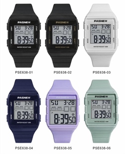 百圣牛电子表方款 户外运动青少年手表潮男初中学生女防水夜光638