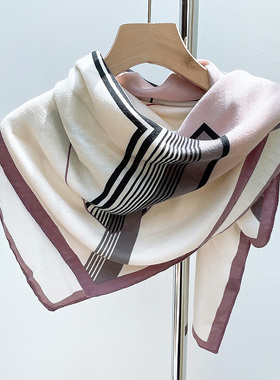 气质灰紫色方巾三角披肩四季通用款人字纹仿羊毛丝巾保暖围巾2000