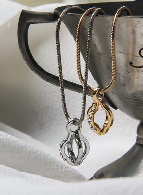 丹麦轻奢镶钻电镀金银不褪色项链