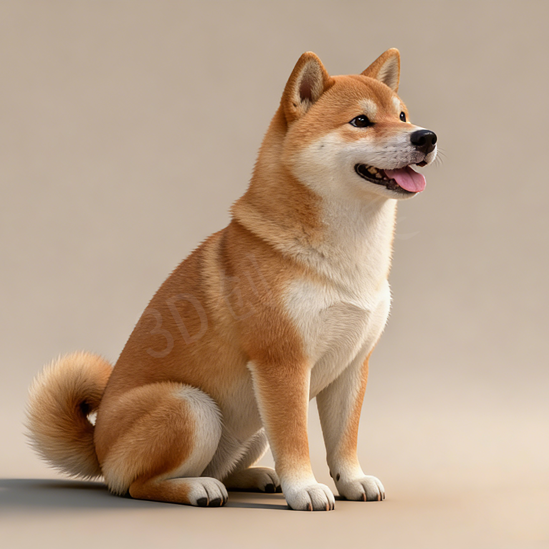 原创设计宠物3D打印数据stl格式，非实物可换脸定制(半蹲的柴犬)
