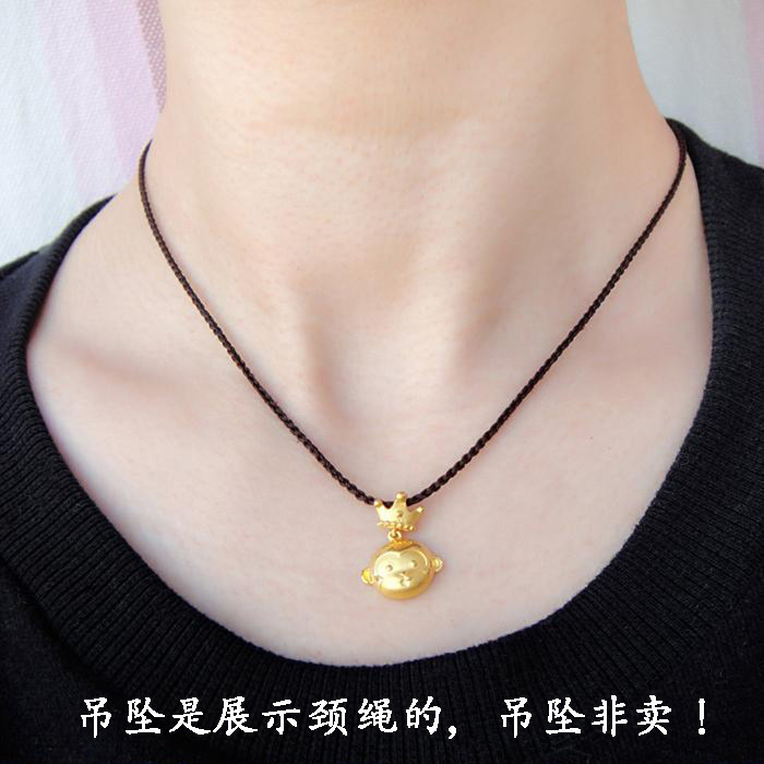 吊坠猴不卖 订做创意手工编织18K纯黄金14K925银龙虾扣颈绳项链