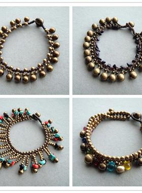 泰国纯黄铜蜡线孔雀石手链绳现货