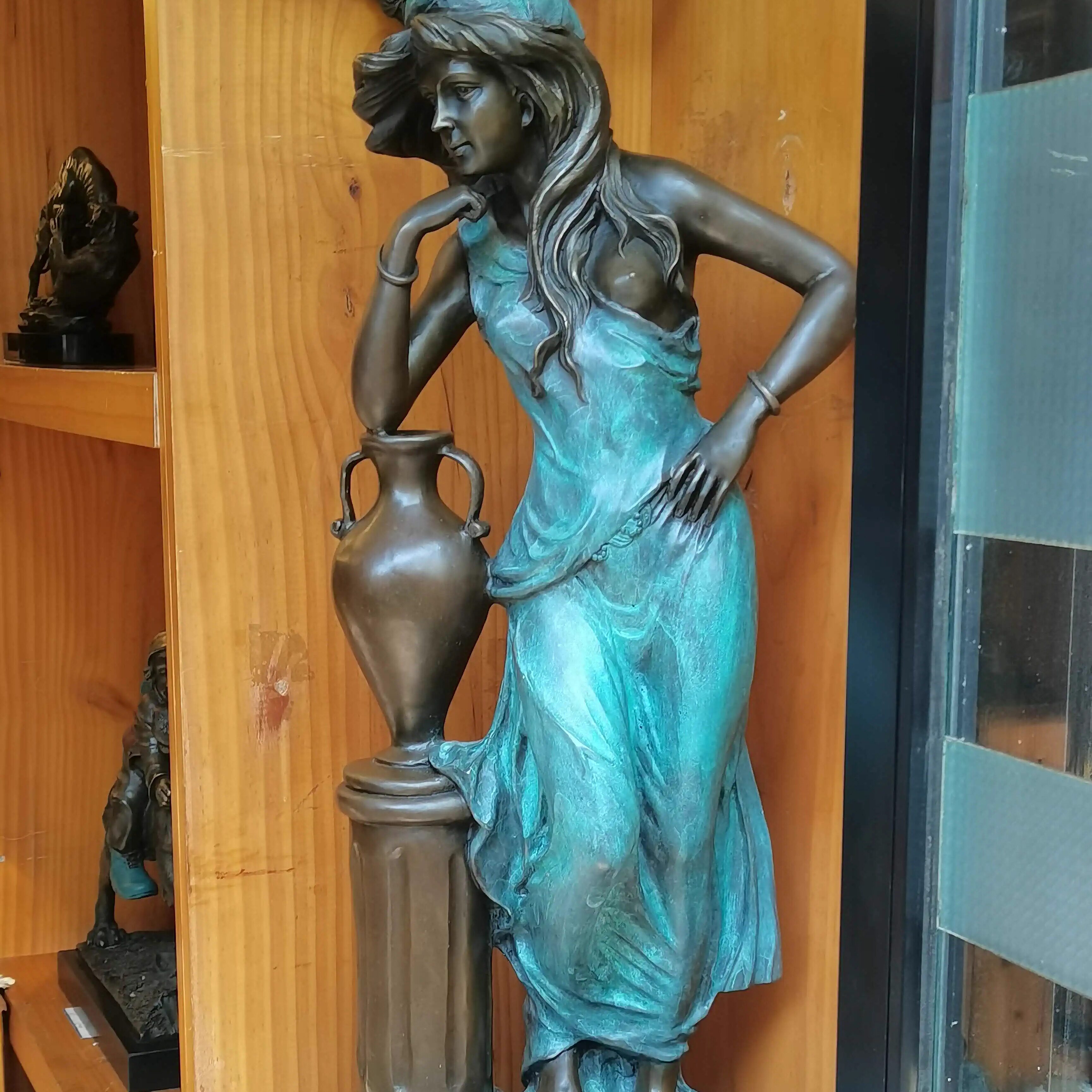 铜雕艺术摆件摩登女郎西洋美女欧式风格大型雕塑自由女神像铜工艺