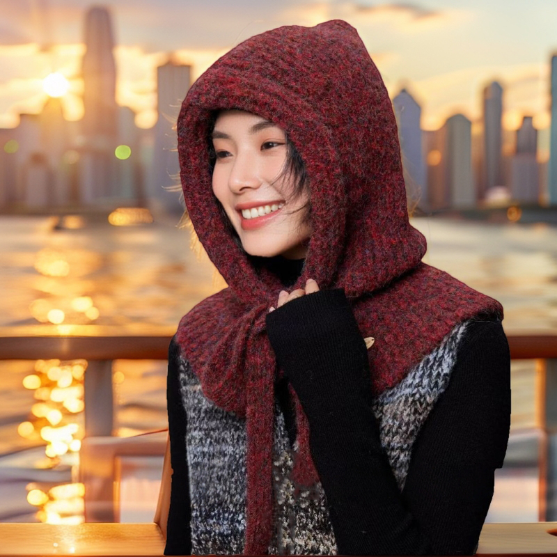 韩国巴拉克拉法帽女韩版百搭冬季保暖针织毛线帽子围巾一体护耳帽