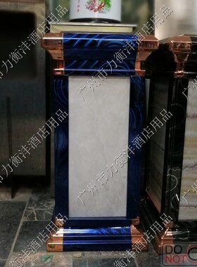 高级酒店垃圾桶大气华丽蓝色金边四方烟灰桶厂家订制定做