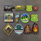 户外自然风景全刺绣魔术贴臂章日出登山野营士气章个性 篝火背包贴