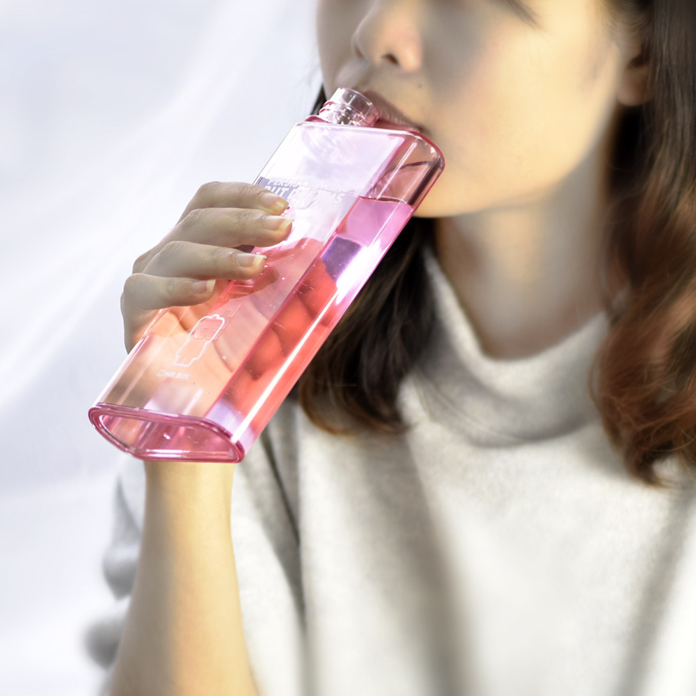 WOTE 张小盒纸张纸片水瓶带盖水壶A6简约便携塑料学生随手水杯子