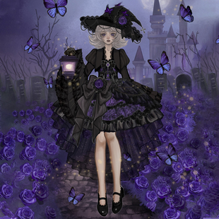 法式 黑紫硬糖大码 蕾丝Lolita胖mm高级感掐腰蓬裙 喜欢先加购