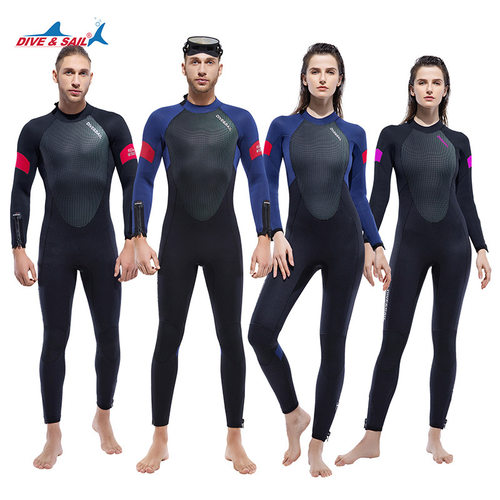 DIVE&SAIL跨境潜水服男5MM连体长袖保暖潜水衣女浮潜游泳冲浪衣