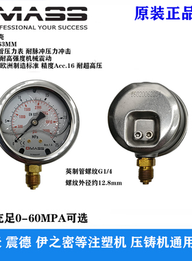 压力表DMASS德玛仕EN837-1德国MBB06B-250-1 63表面25MPA YN60