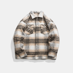 MY01*P138 控178 白底图 直播款 冬装宽松格纹毛呢加厚棉衣外套男，男装棉衣，电商A249