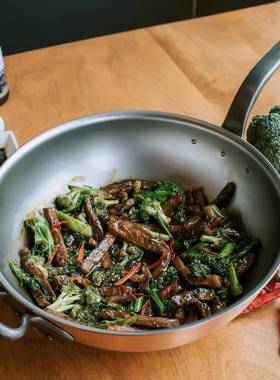 比利时代购falk隼中式纯铜炒锅250双层wok大勺大号不粘中餐炒勺