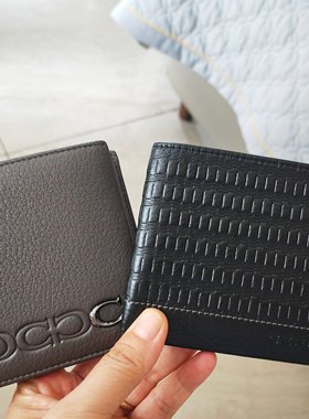 两个款商场撤柜品牌牛皮真皮男士短款钱夹钱包黑色灰色